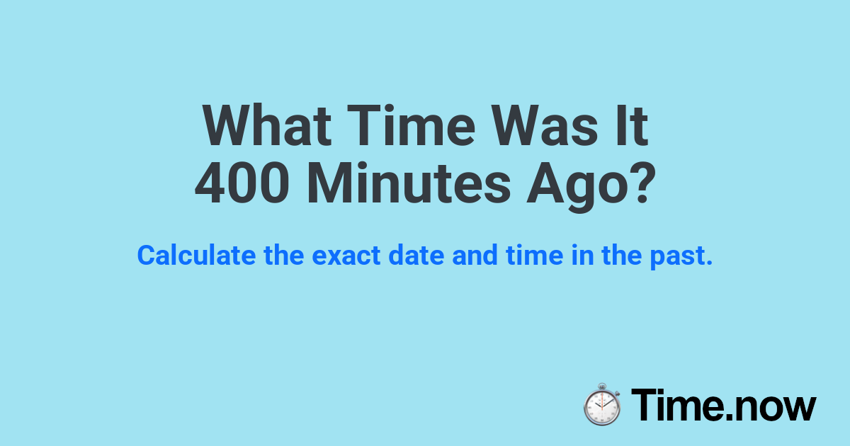 What Time Was It 400 Minutes Ago?