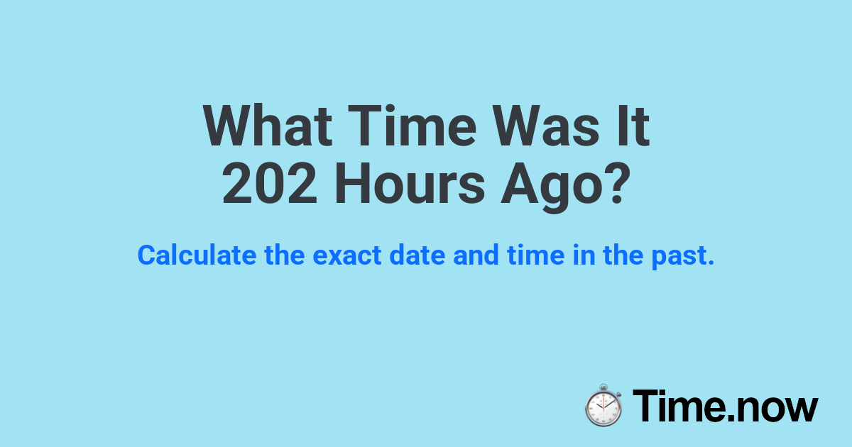 What Time Was It 202 Hours Ago?