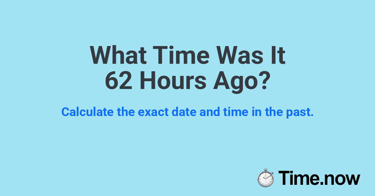 What Time Was It 62 Hours Ago?