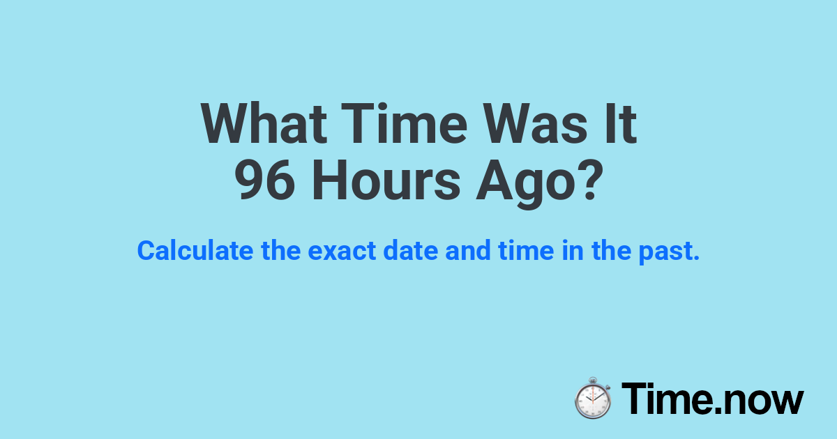 What Time Was It 96 Hours Ago?