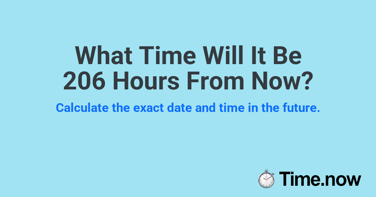 What Time Will It Be 206 Hours From Now?