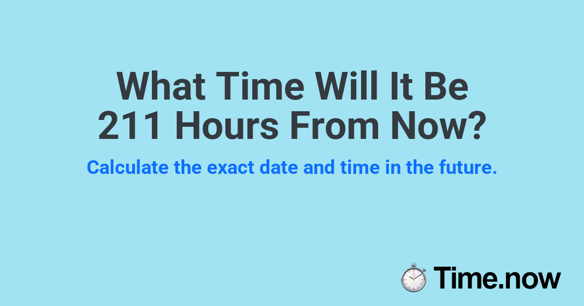 What Time Will It Be 211 Hours From Now?