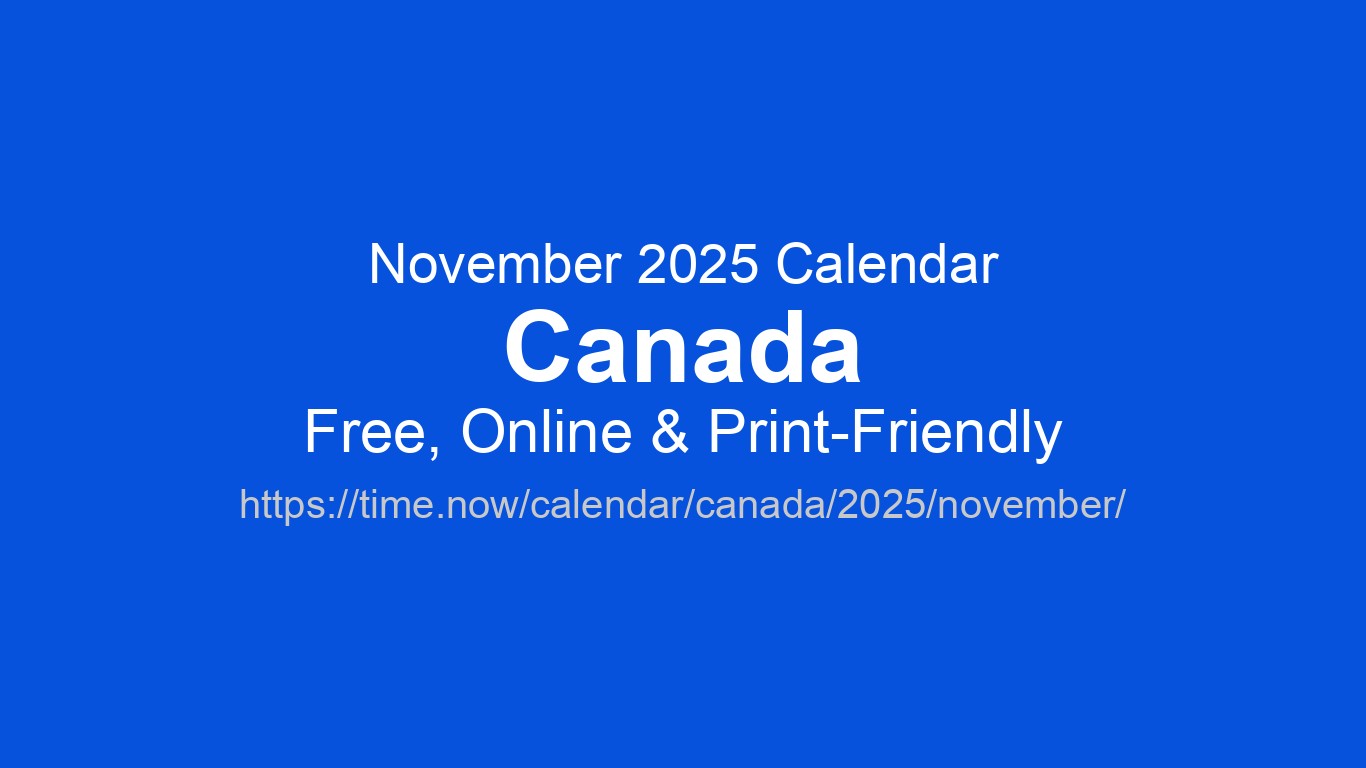 November 2025 Calendar – Canadá | Time.now