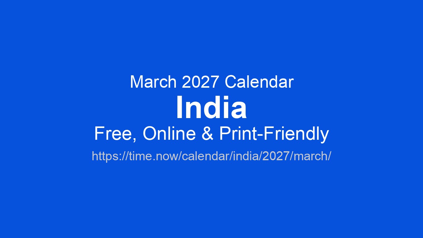 March 2027 Calendar – Inde | Time.now
