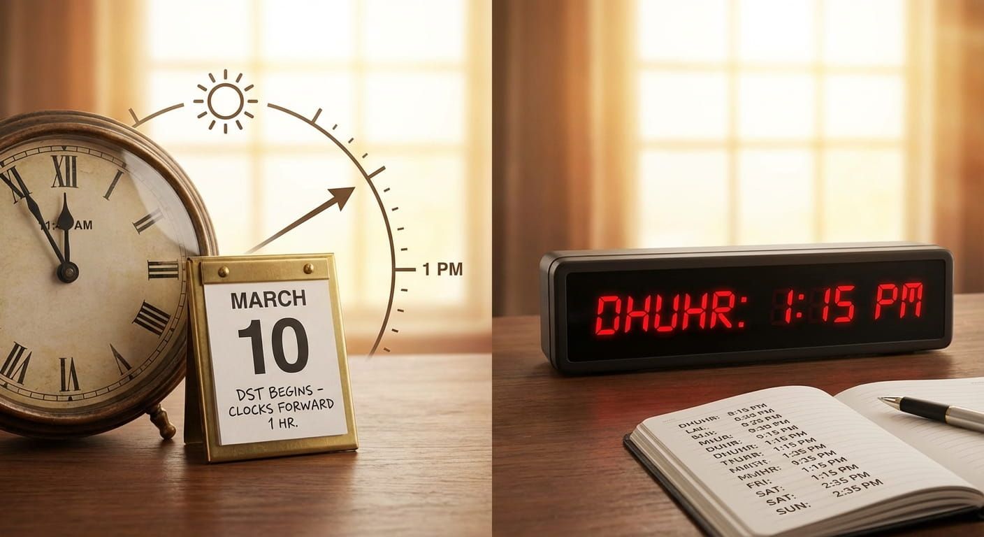How Daylight Saving Time Impacts Dhuhr Prayer Schedules