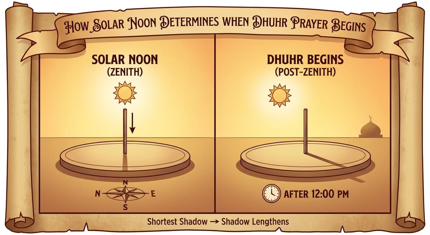 How Solar Noon Determines When Dhuhr Prayer Begins