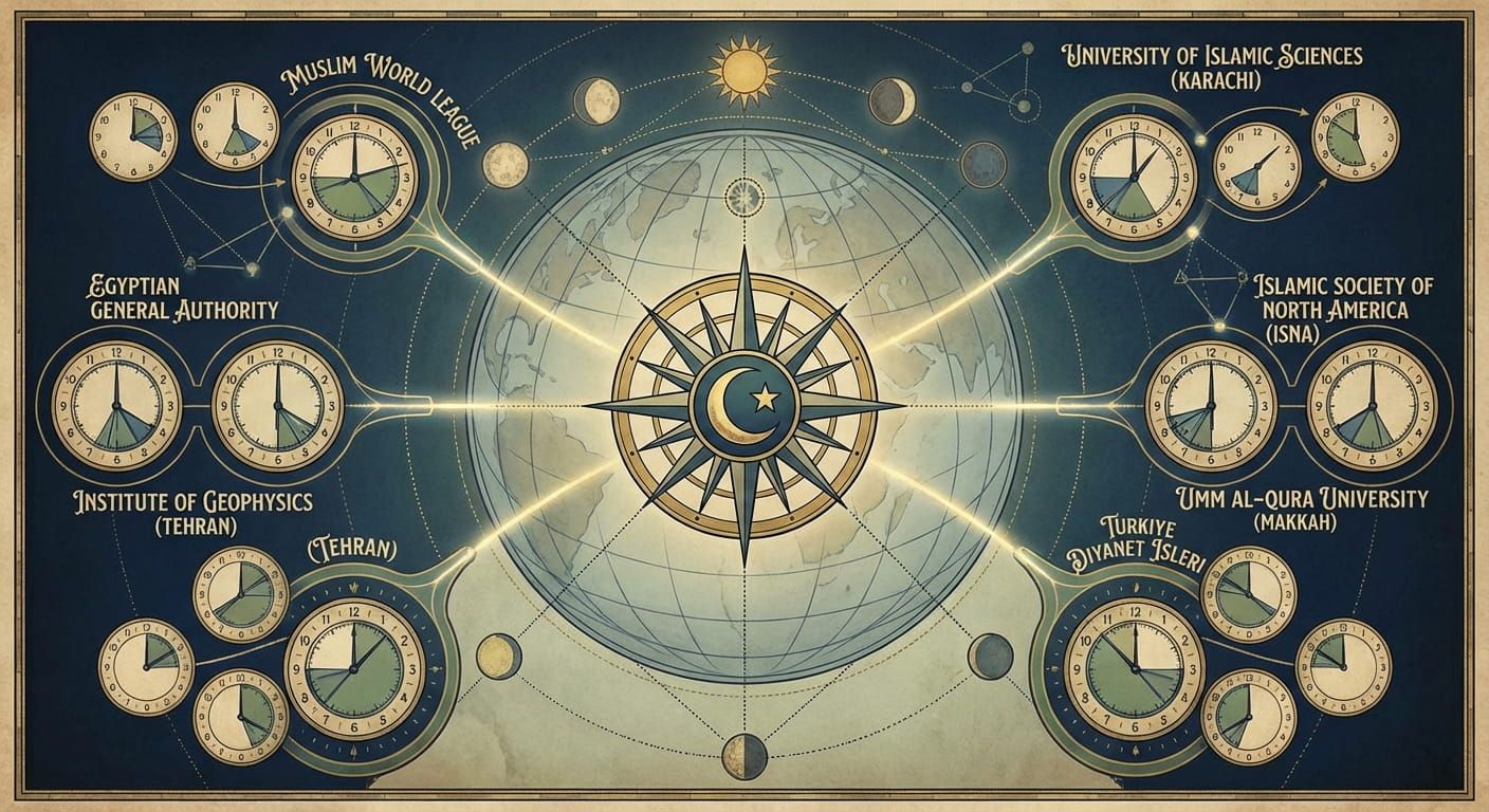 Major Islamic Prayer Calculation Methods Explained