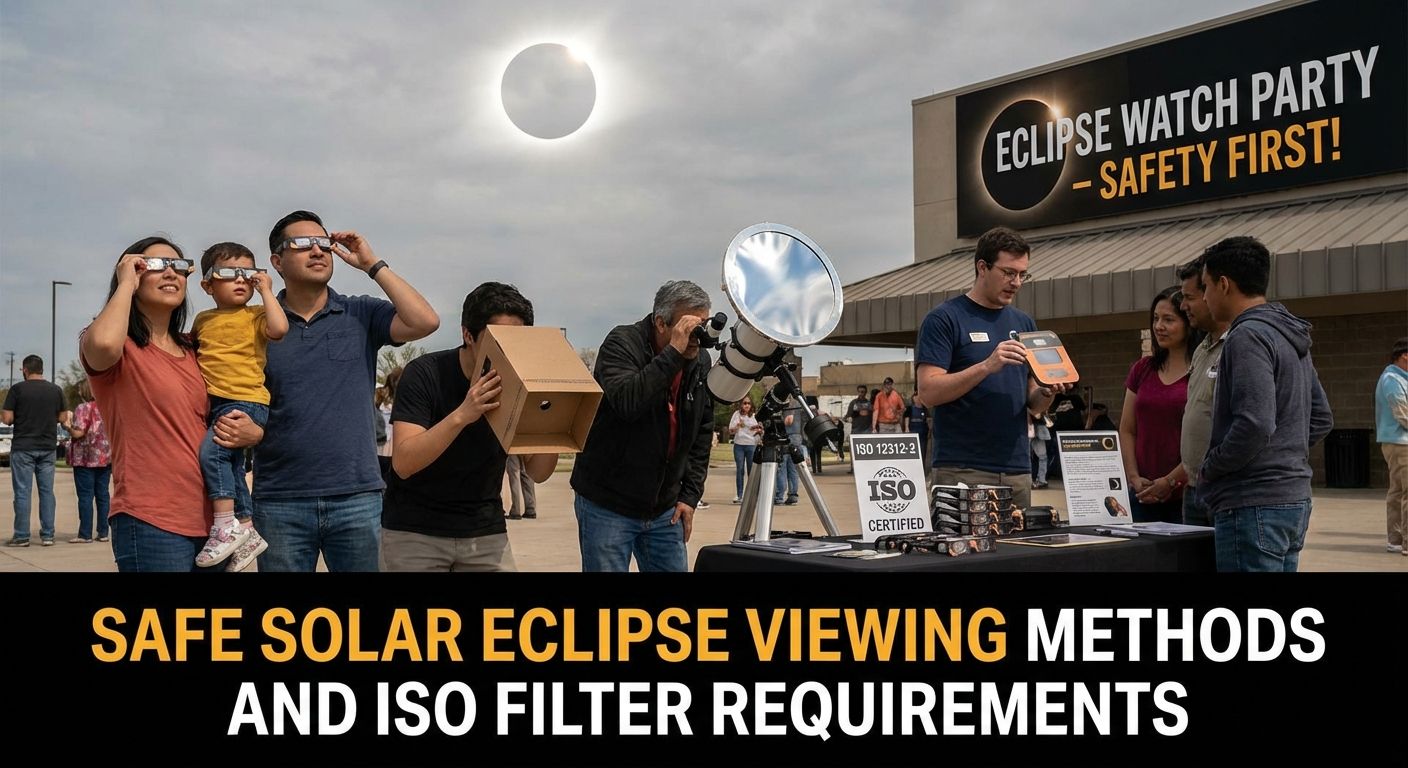 Safe Solar Eclipse Viewing Methods and ISO Filter Requirements
