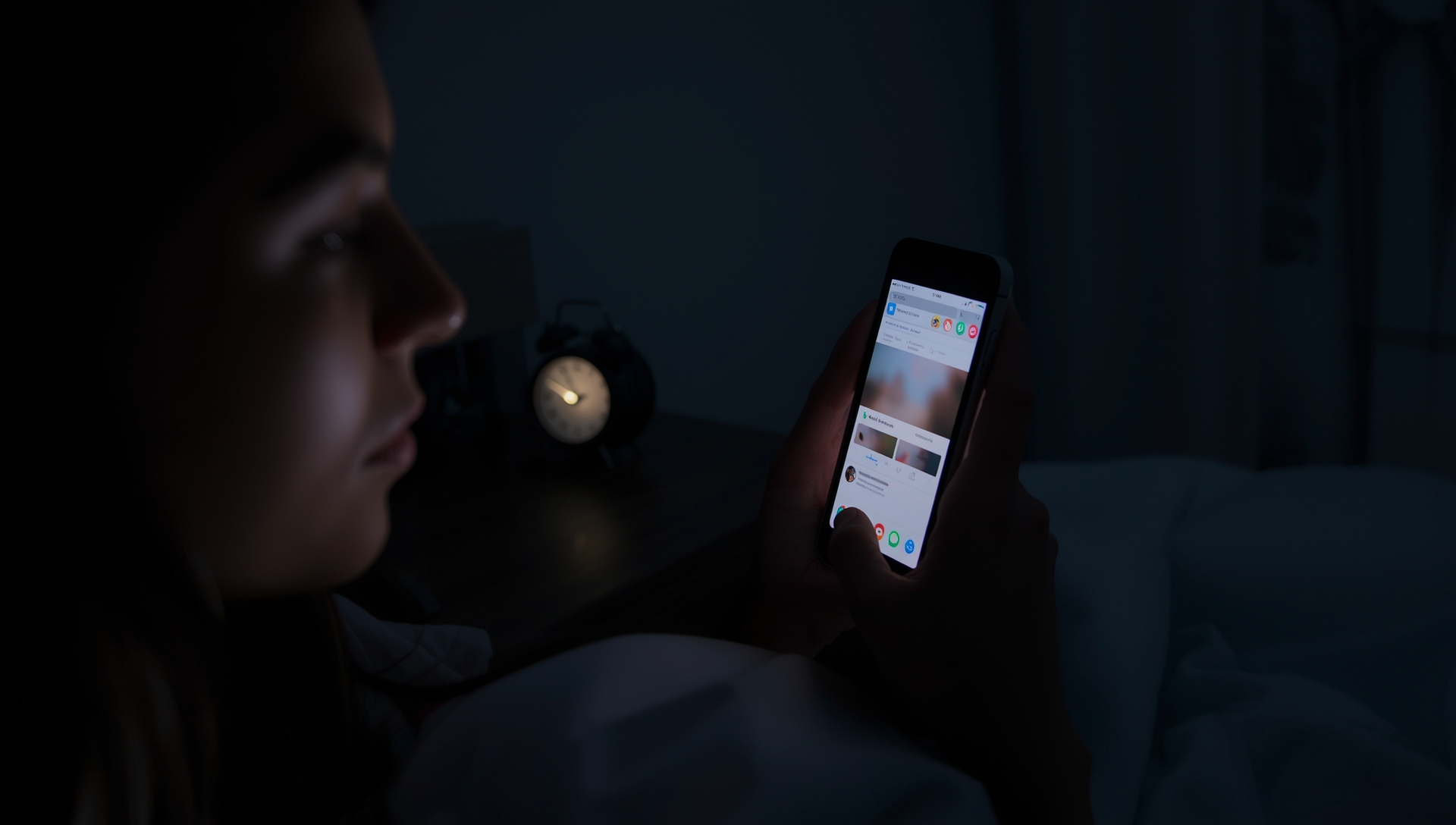 A person setting a phone alarm as a boundary to stop late-night doomscrolling