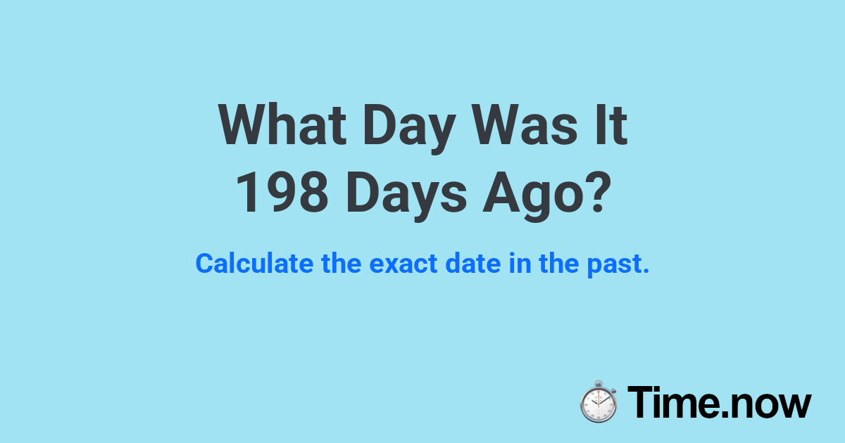 What Day Was It 198 Days Ago? | Time.now